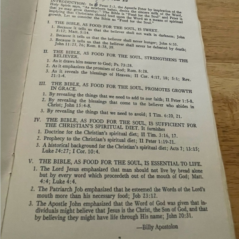 Vintage Food for the Soul Book Sermon Outlines by Billy Apostolon.